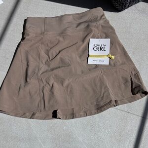NEW! Athleta Girl School Day Uniform Skort SMALL 7 Khaki Brownstone Beige